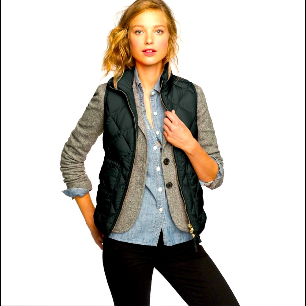 J. Crew Black Quilted Puffer Vest
